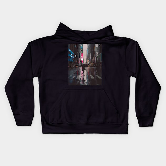 Woman in neon city Kids Hoodie by aestheticand